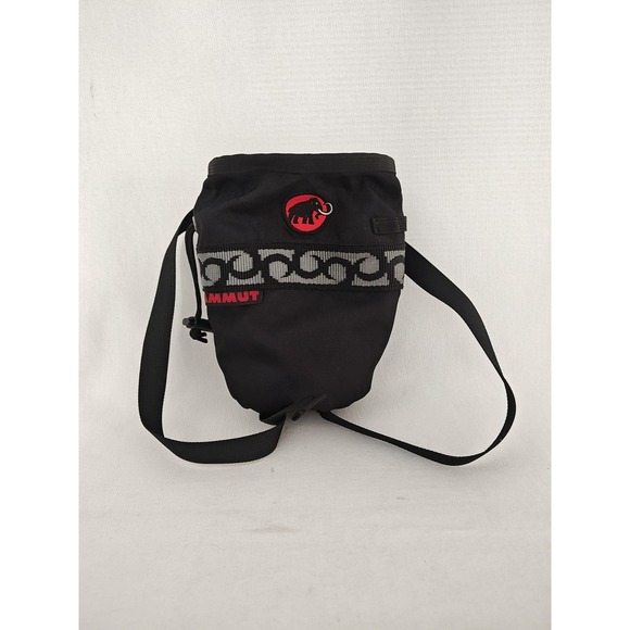 MAMMUT Sport Rock wall Mountain Climbing Chalk Bag black Red With Strap - Picture 1 of 12